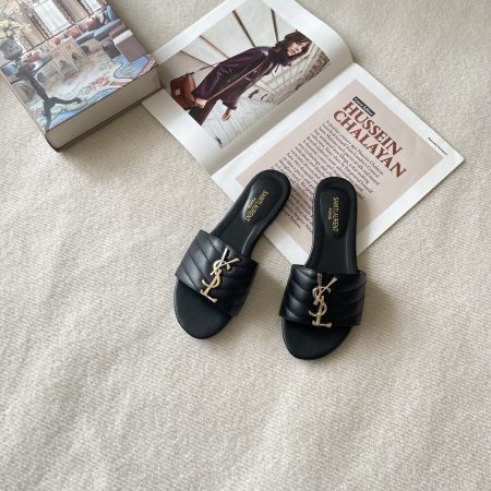 YSL 26P Embroidered Letter Flat Sandals - Image 7