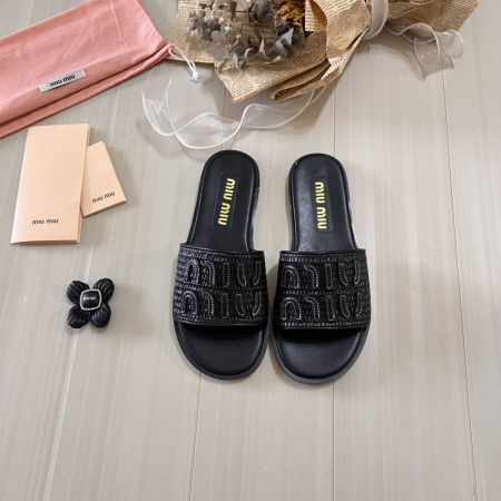 Miu Miu 26p Woven Flat Sandals - Image 4