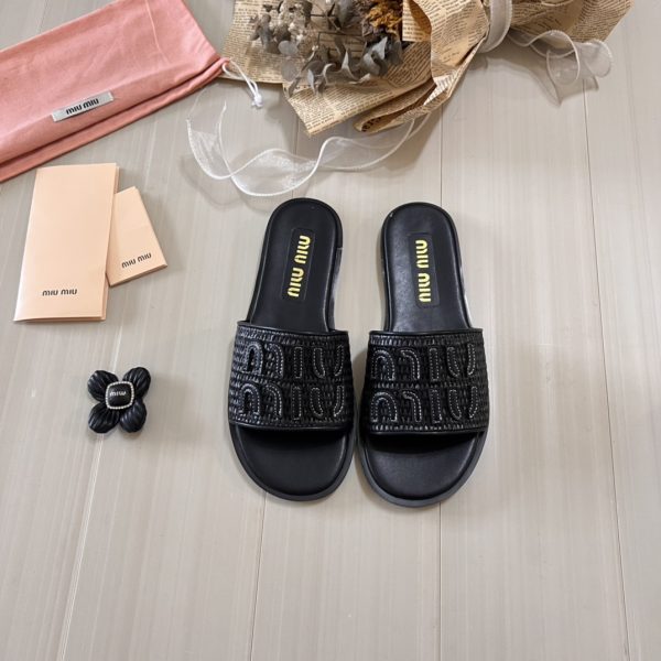 Miu Miu 26p Woven Flat Sandals