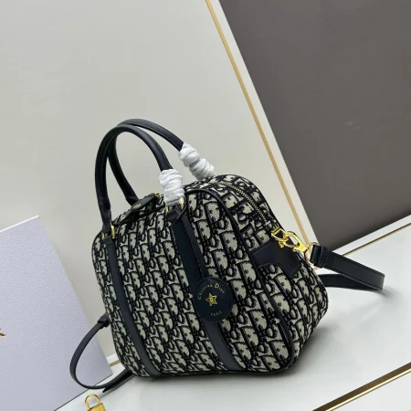 Dior Canvas Bowling Handbag - Image 3