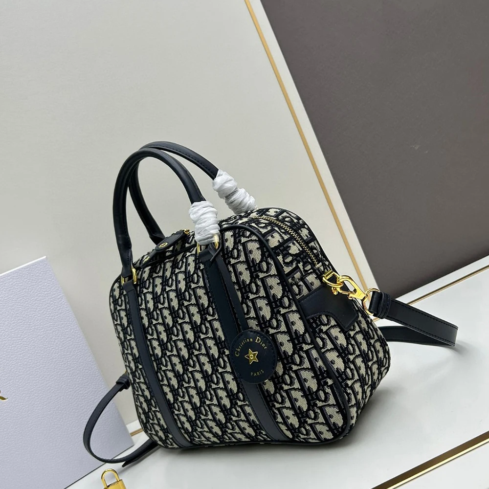 Dior Canvas Bowling Handbag - Image 3