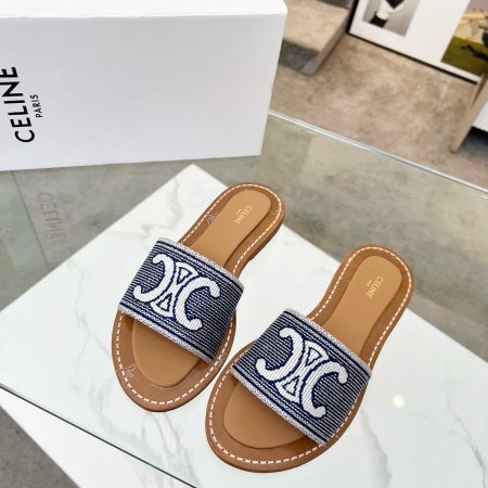 CELINE LYMPIA EMBROIDERED COTTON CANVAS MULES - Image 2