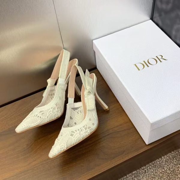 Dior J'Adior Embroidered Lace Halter Heels Slide Sandal 10A