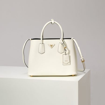 Prada Saffiano LeatherDouble Handle Medium Tote Bag - Image 3