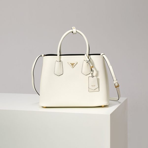 Prada Saffiano LeatherDouble Handle Medium Tote Bag
