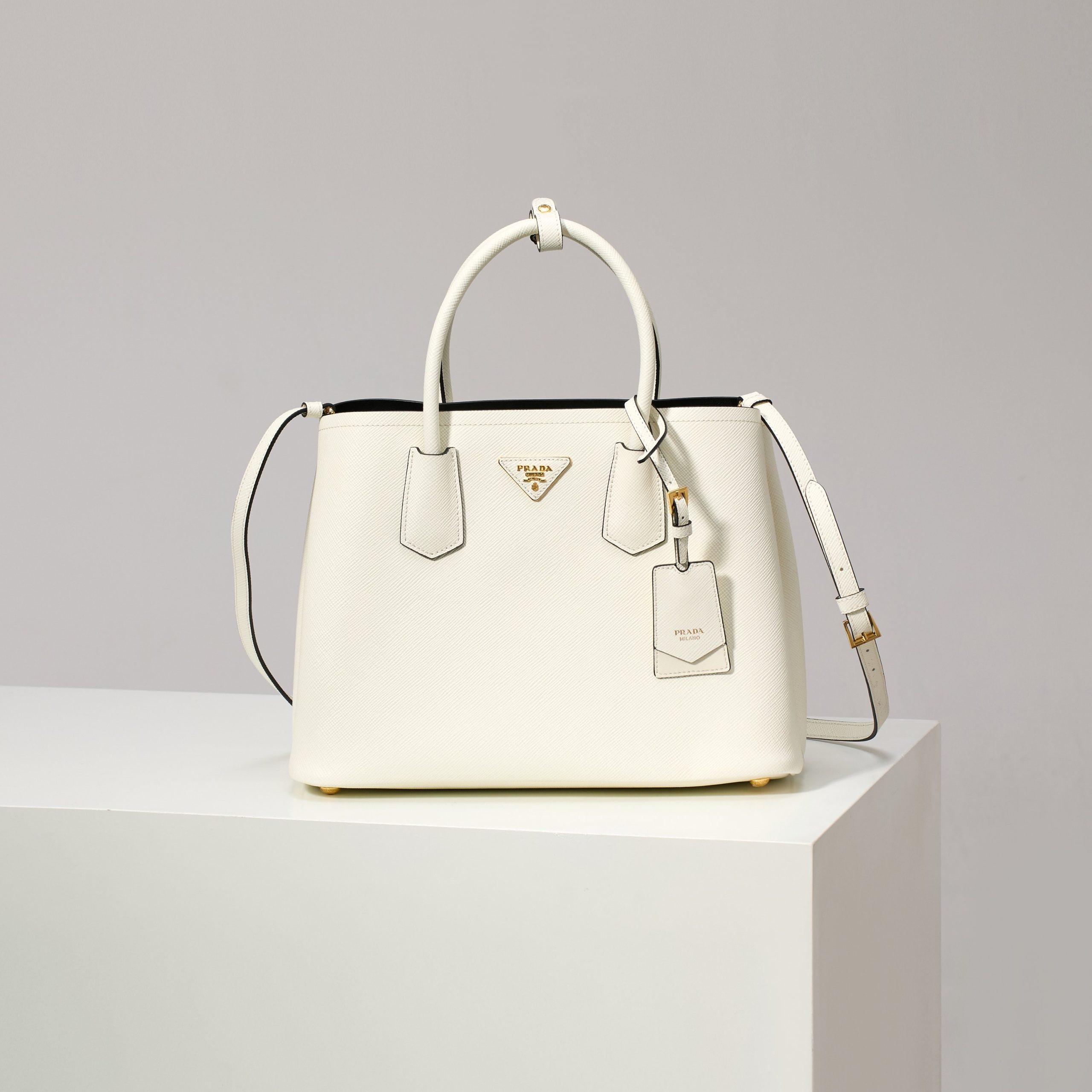 Prada Saffiano LeatherDouble Handle Medium Tote Bag - Image 3