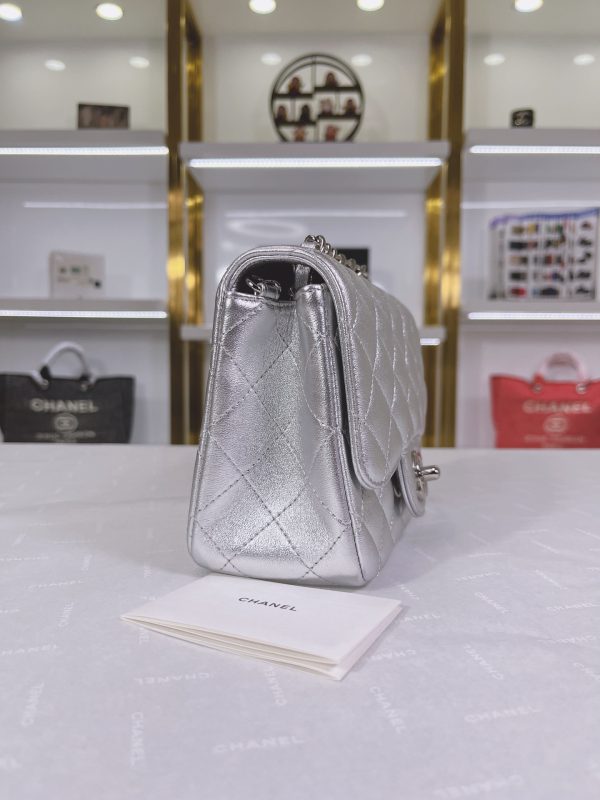Chanel Quilted Silver Flap Bag