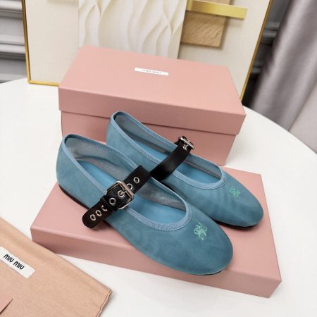 MIU MIU Anise Mesh Fabric Ballerinas - Image 3