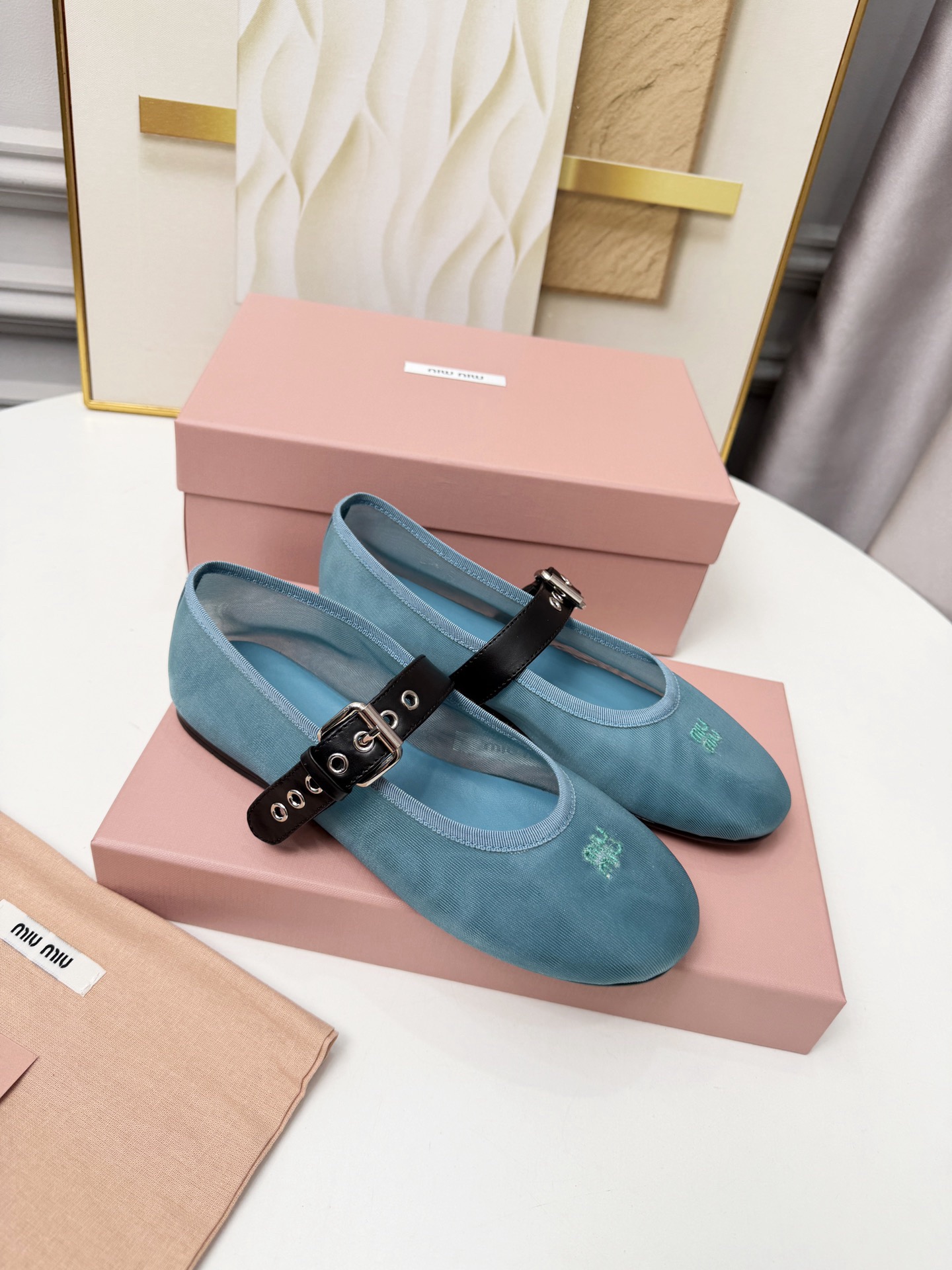 MIU MIU Anise Mesh Fabric Ballerinas - Image 3