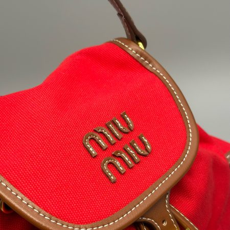 Miu Miu Canvas and Leather Backpack - Image 6