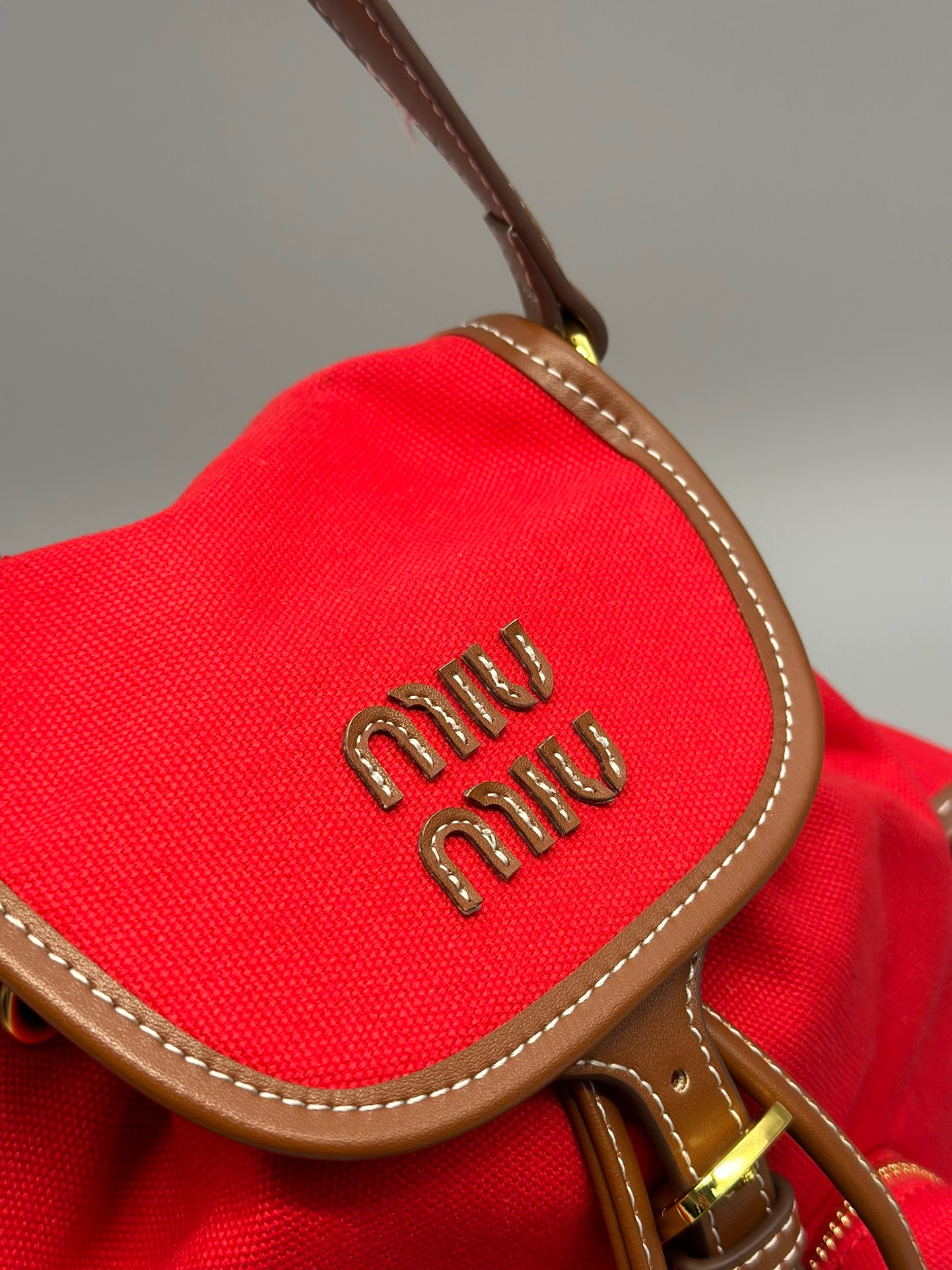 Miu Miu Canvas and Leather Backpack - Image 6