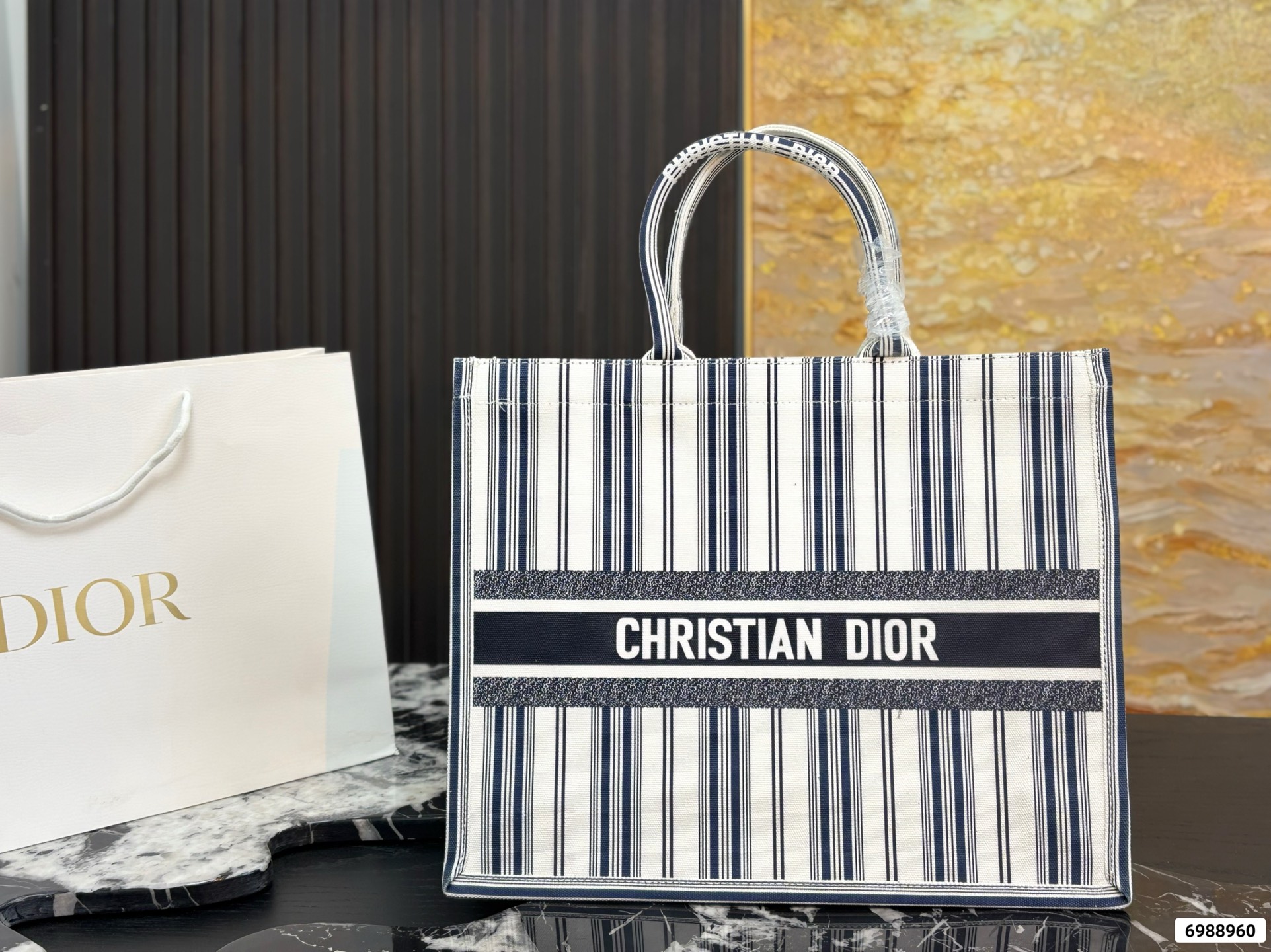 Dior Striped Tote Bag - Image 2