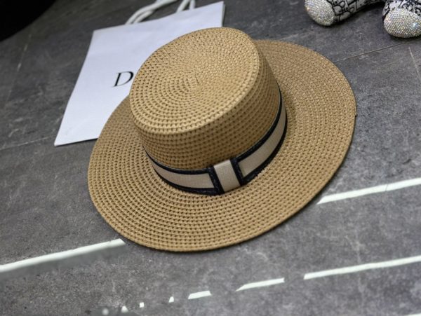 Dior Flat-Top Straw Hat