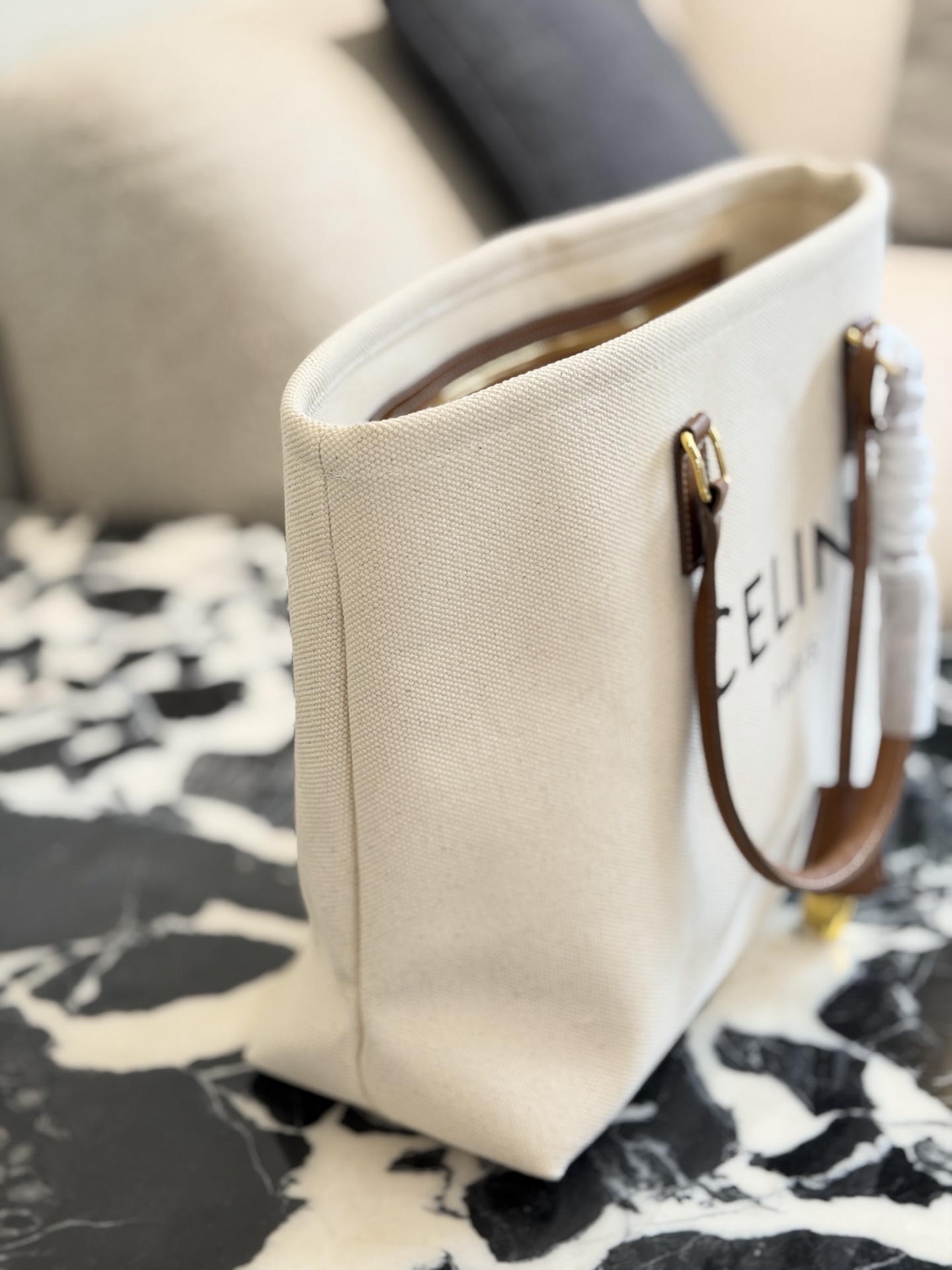 Celine Denim Canvas Tote Bag - Image 5