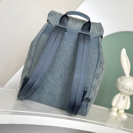 LV Montsouris Monogram Denim Backpack Mirror Version 10A - Image 3