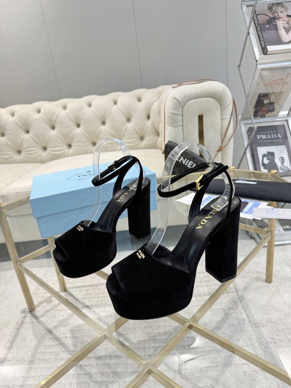 Prada Buckle Square-Heel Sandals