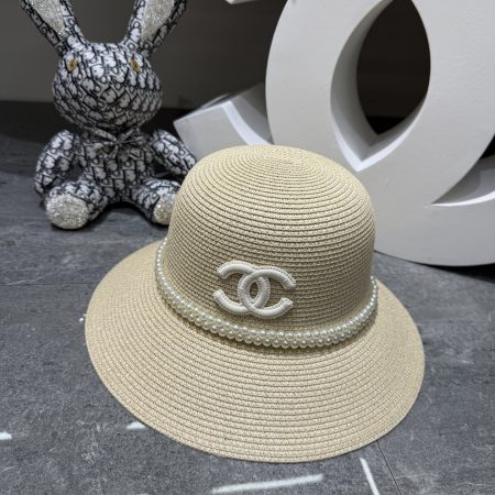 Chanel Pearl-Adorned Straw Hat - Image 2