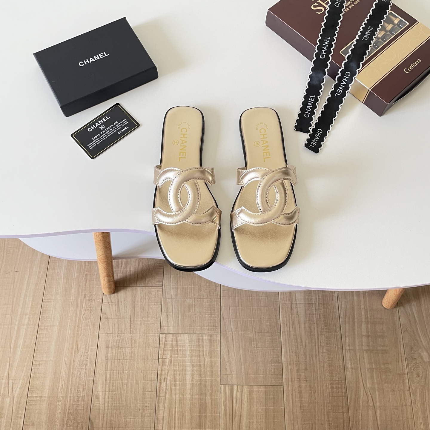 Chanel 26P Double C Openwork Flat Sandals - Image 2