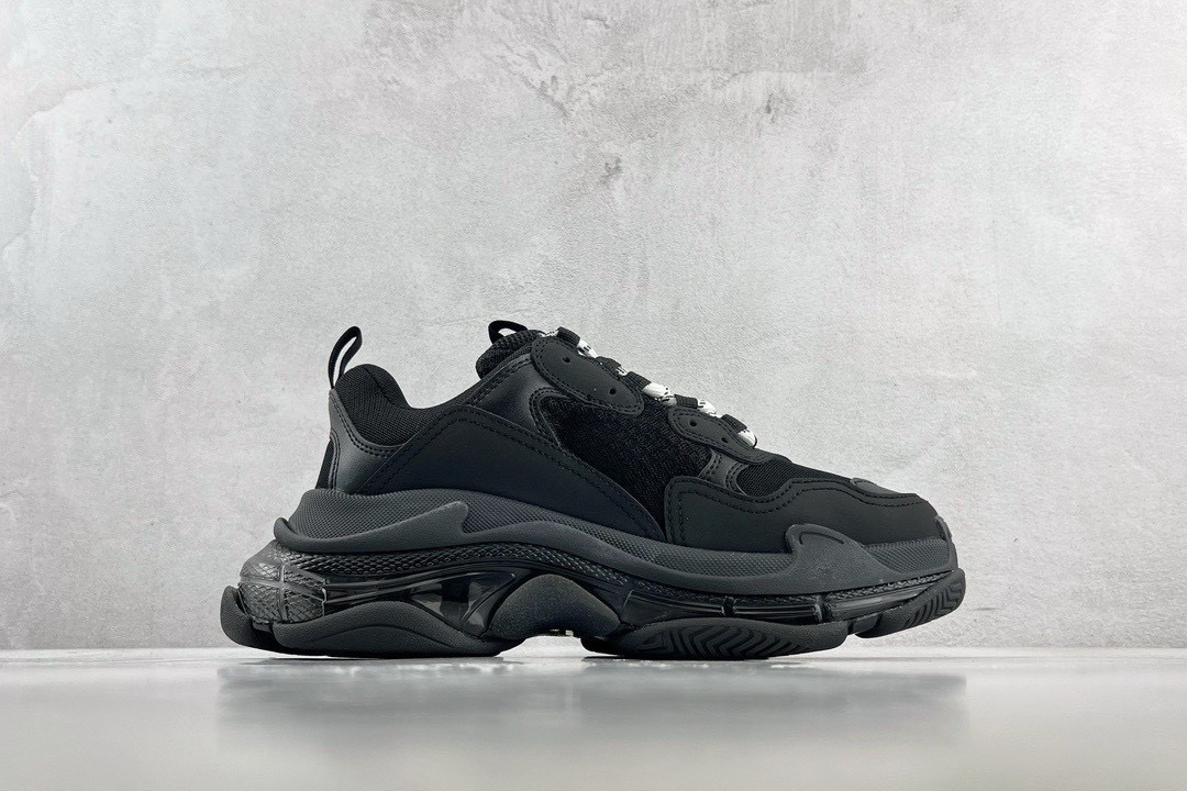 Balenciaga Triple S Clear Sole Sneakers Black Mirror Version 10A - Image 3