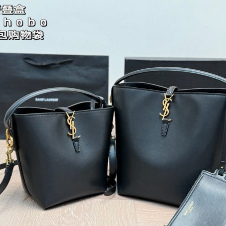YSL Drawstring Leather Shoulder Bag - Image 1