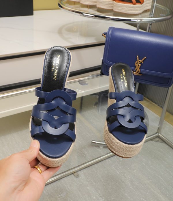 YSL Braided Wedge Sandals