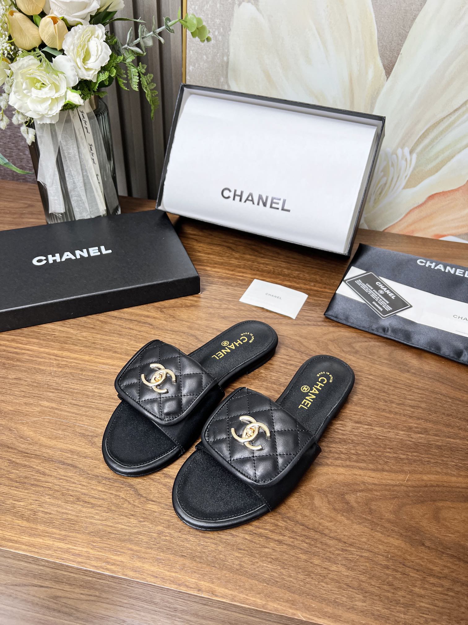 Chanel Quilted CC Slides - Image 2