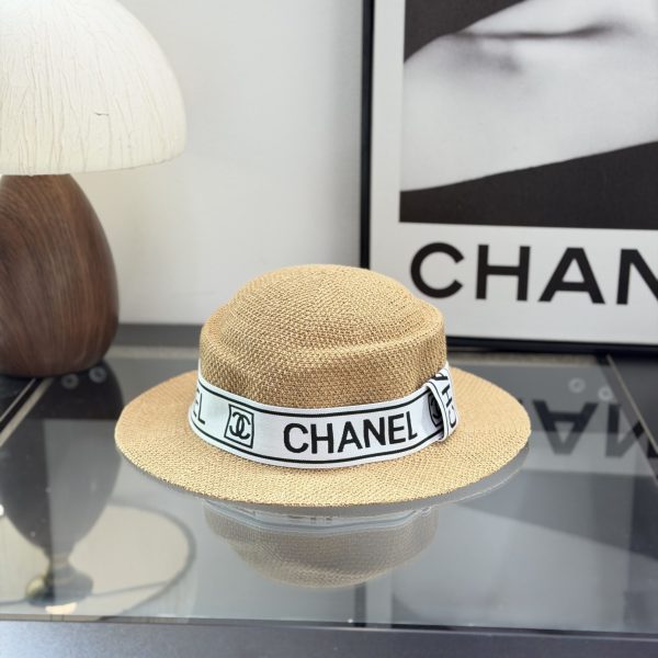 Chanel Flat-Brimmed Straw Hat