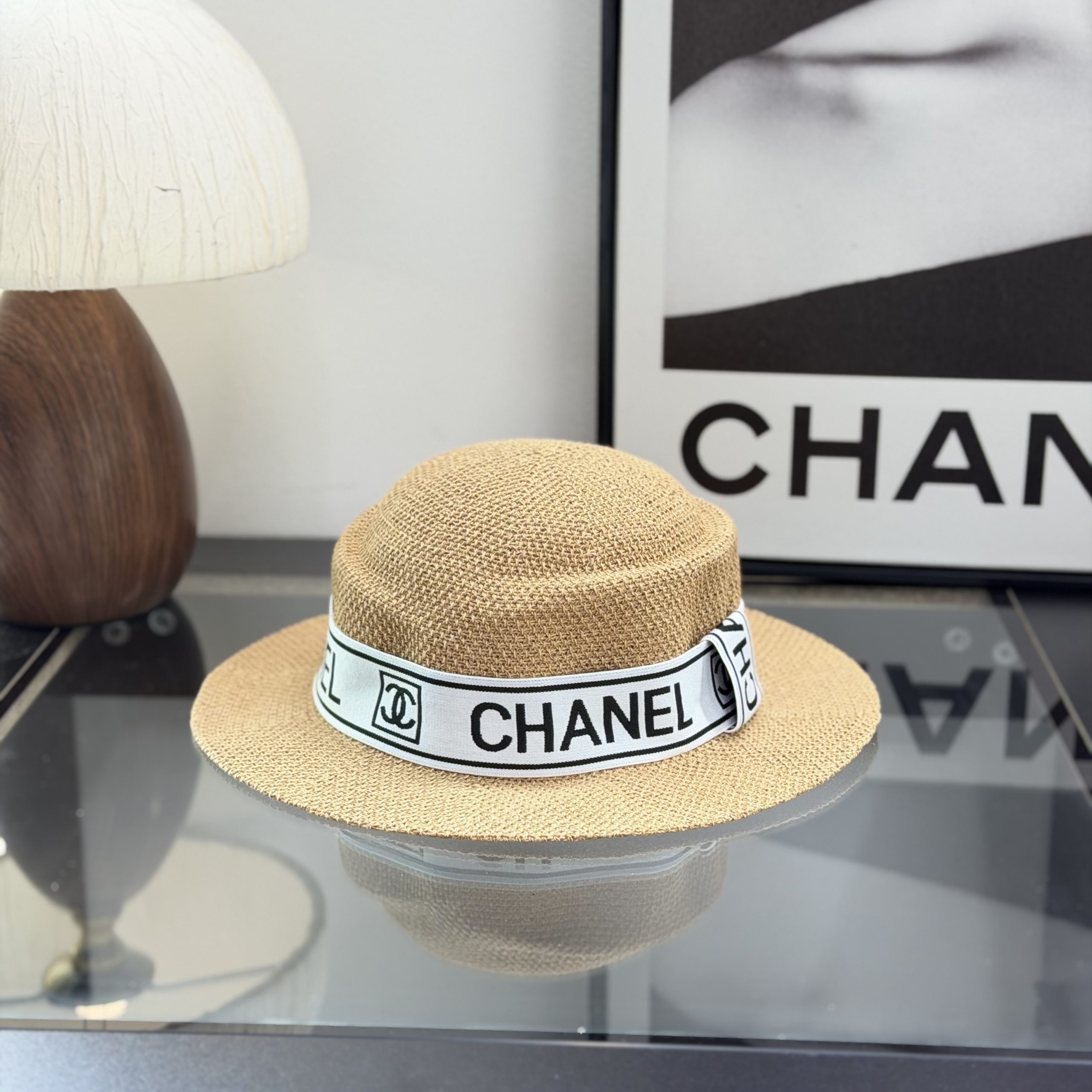 Chanel Flat-Brimmed Straw Hat - Image 4