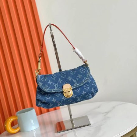 LV Monogram Denim Mini Pleaty Shoulder Bag