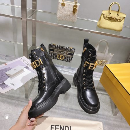 Fendi Fendigraphy Signature Logo Cuff Boots - Image 4