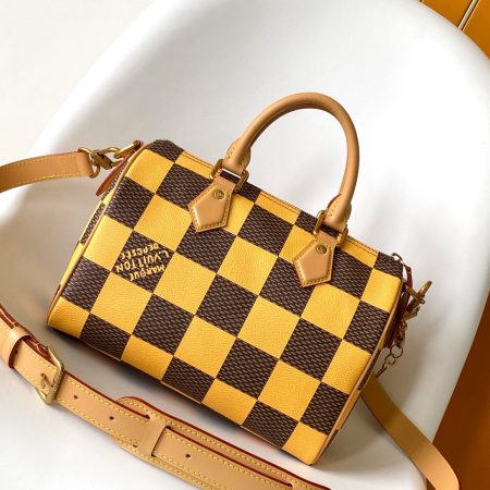 LV Damier Pop Speedy Bandoulière 25 Bag Jaune Mat - Image 4
