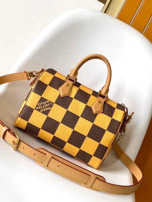 LV Damier Pop Speedy Bandoulière 25 Bag Jaune Mat