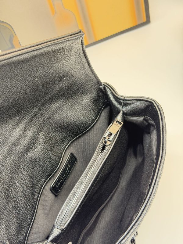 YSL College Black and Gold Messenger Bag