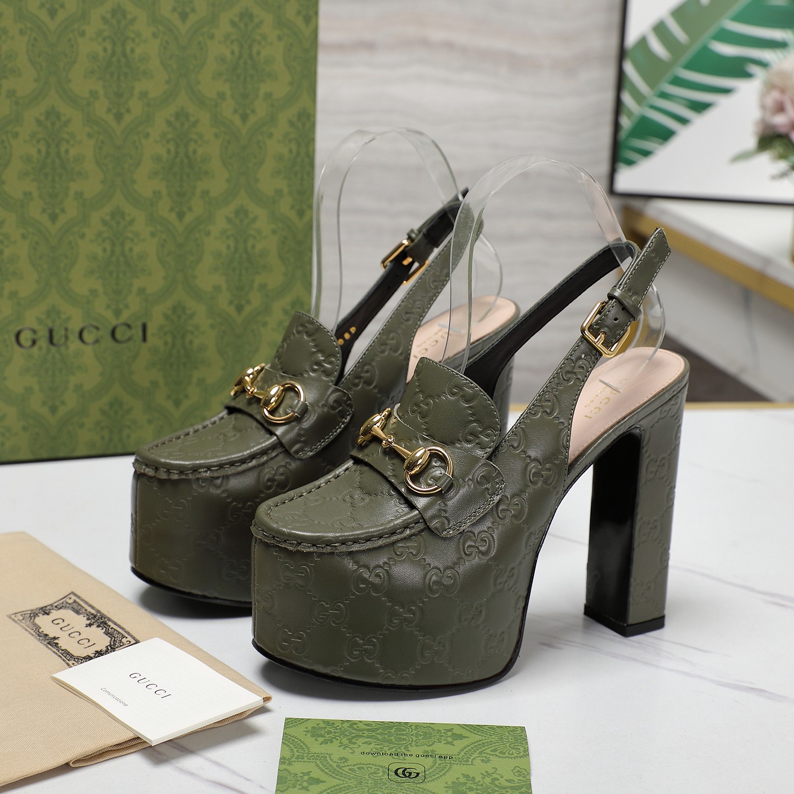 Gucci Horsebit Loafer 135MM Platform Slingback Pumps - Image 10
