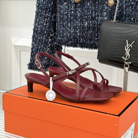Hermès Kelly Buckle Thin-Strap Kitten-Heel Sandals - Image 4