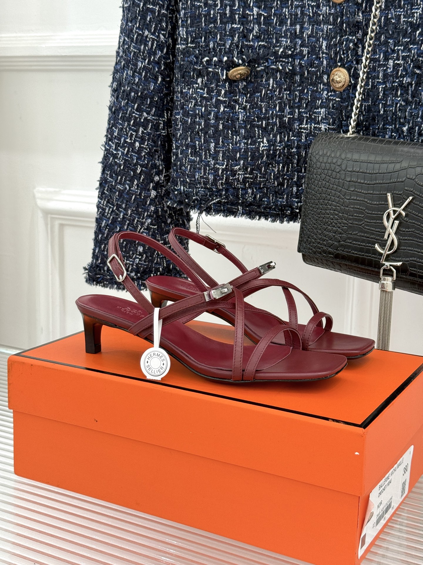 Hermès Kelly Buckle Thin-Strap Kitten-Heel Sandals - Image 4