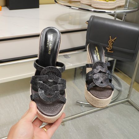 YSL Braided Wedge Sandals - Image 6