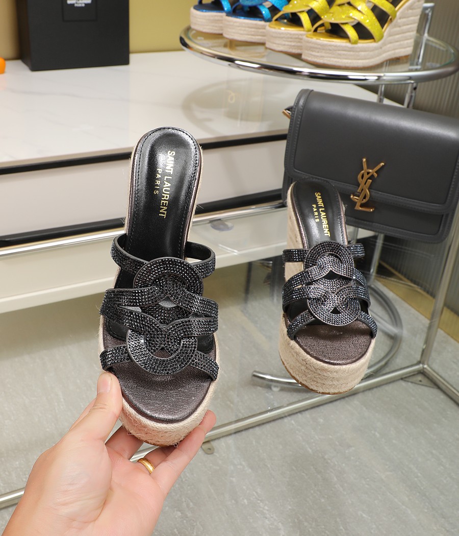 YSL Braided Wedge Sandals - Image 6