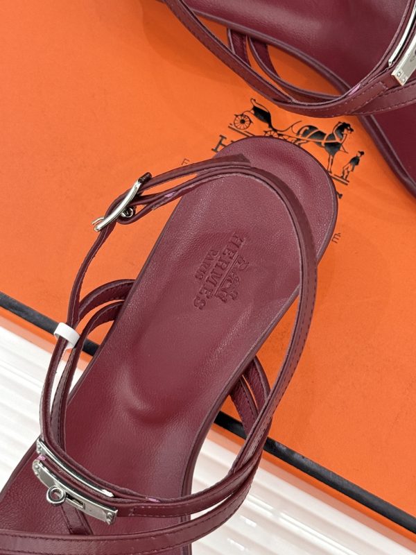 Hermès Kelly Buckle Thin-Strap Kitten-Heel Sandals