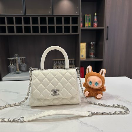 Chanel Quilted Caviar Mini Coco Top Handle Flap Bag