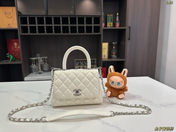Chanel Quilted Caviar Mini Coco Top Handle Flap Bag