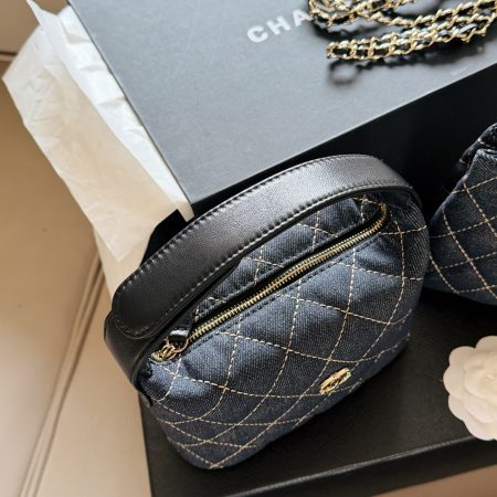 Chanel Denim Quilted Hobo Clutch With Chain Bag - Image 3