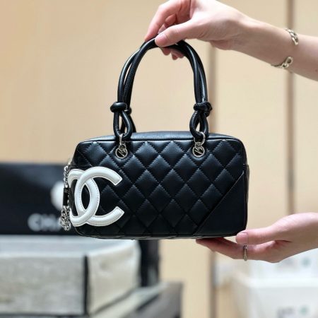 Chanel Black Quilted Leather Cambon Bowling Bag