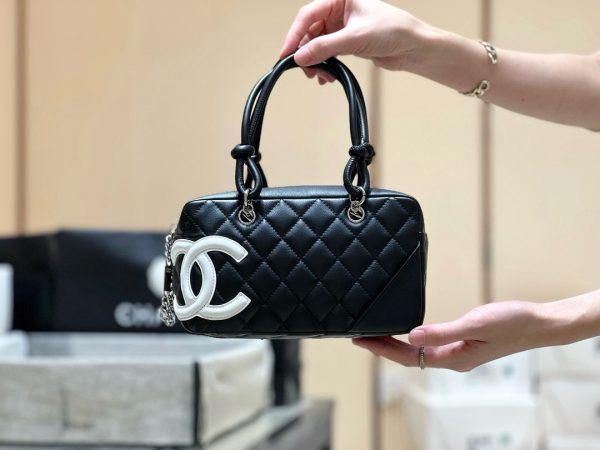 Chanel Black Quilted Leather Cambon Bowling Bag