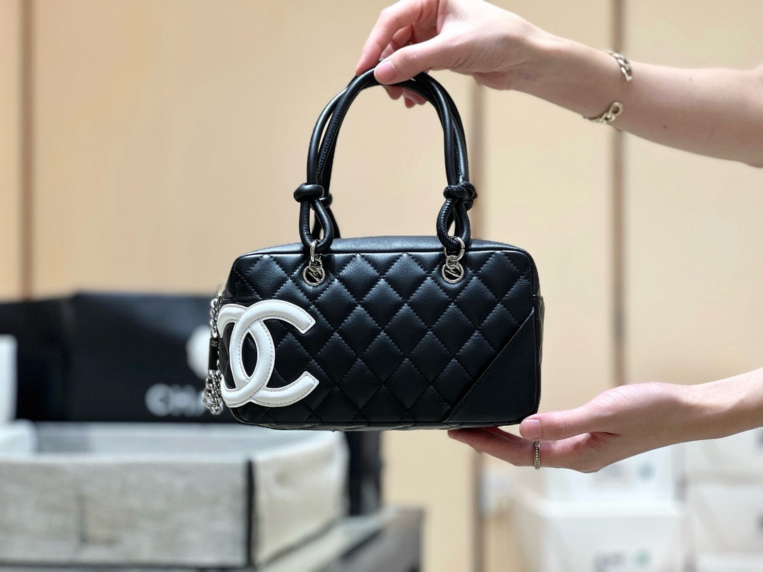 Chanel Black Quilted Leather Cambon Bowling Bag - Image 1