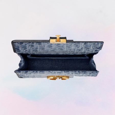 DIOR Oblique 30 Montaigne Flap Denim Bag - Image 4