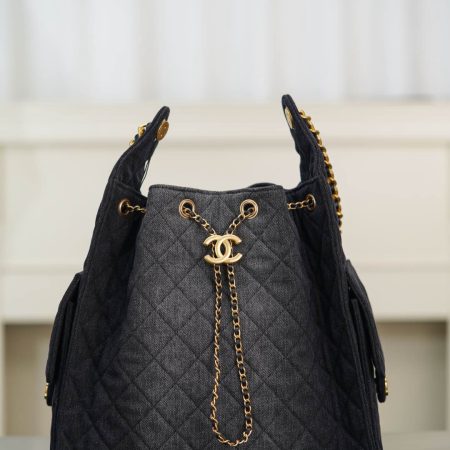 Chanel 25P Hobo Medium Handbag Denim & Gold-Tone Metal Top Quality