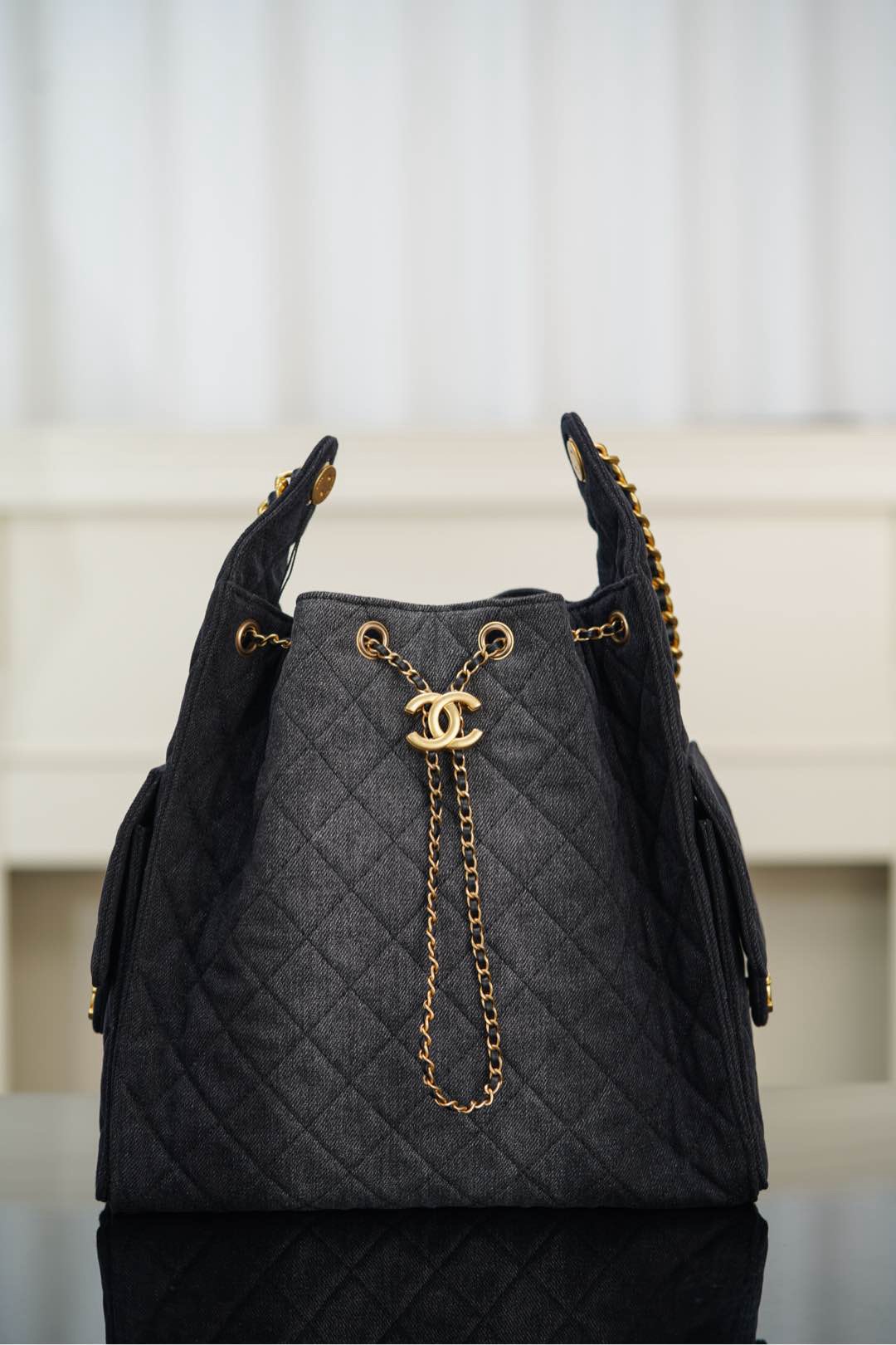 Chanel 25P Hobo Medium Handbag Denim & Gold-Tone Metal Top Quality - Image 1
