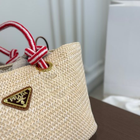 Prada Basket Tote Bag, Woven Straw Bag - Image 4
