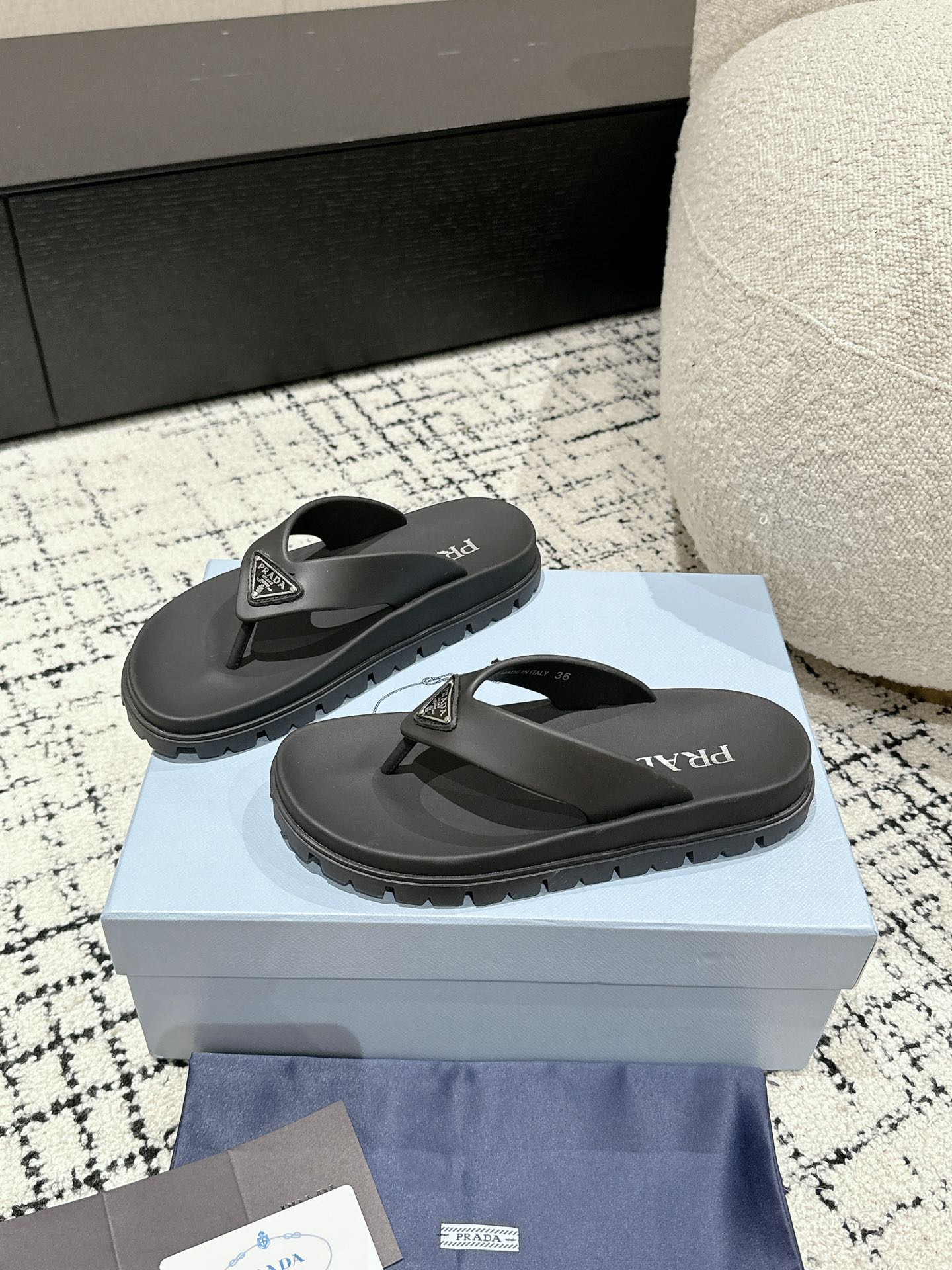 Prada Rubber Thong Sandals - Image 5